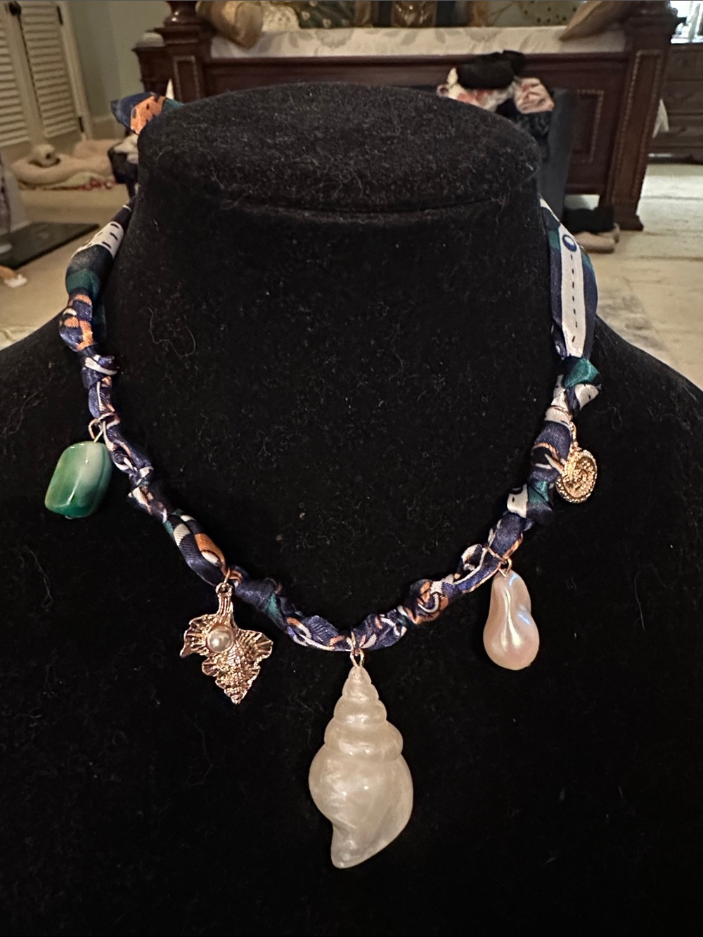 Scarf W/ Charms Necklace